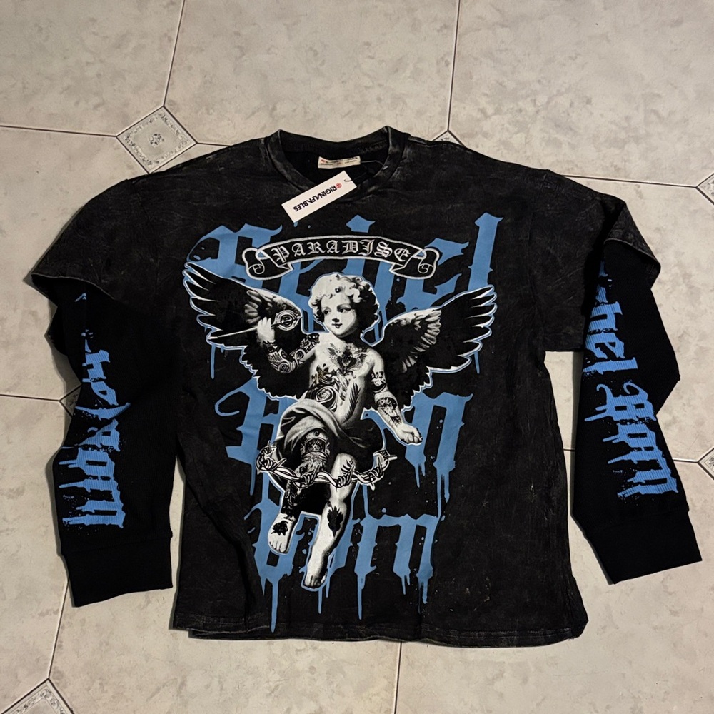 Kids Long Sleeve Graphic Tee - Black and Blue
